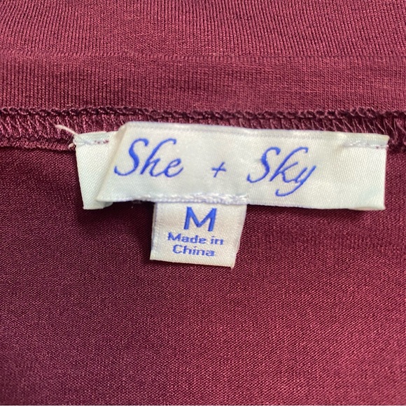 She & Sky Off-The-Shoulder Knit Top - Size M, Plum - Picture 5 of 6